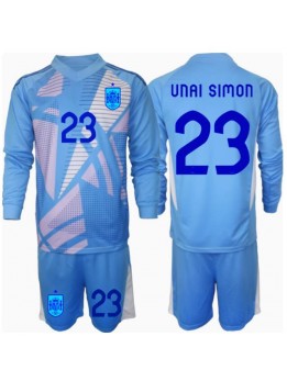 Španjolska Unai Simon #23 Golmanski Dječji Domaci Dres kompleti EP 2024 Dugim Rukavima (+ kratke hlače)